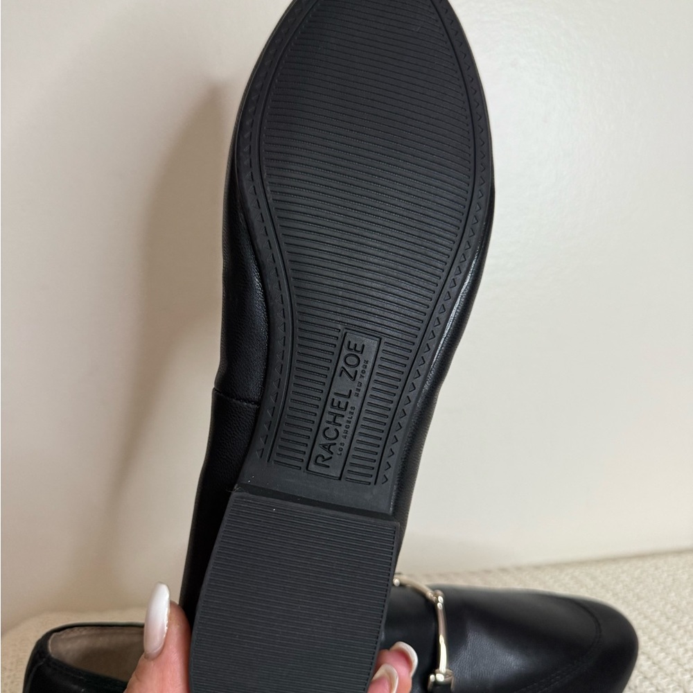 Rachel Zoe Black Faux Leather Slip-On Loafers with silver  Bit Detail size 9.5 - Picture 11 of 12